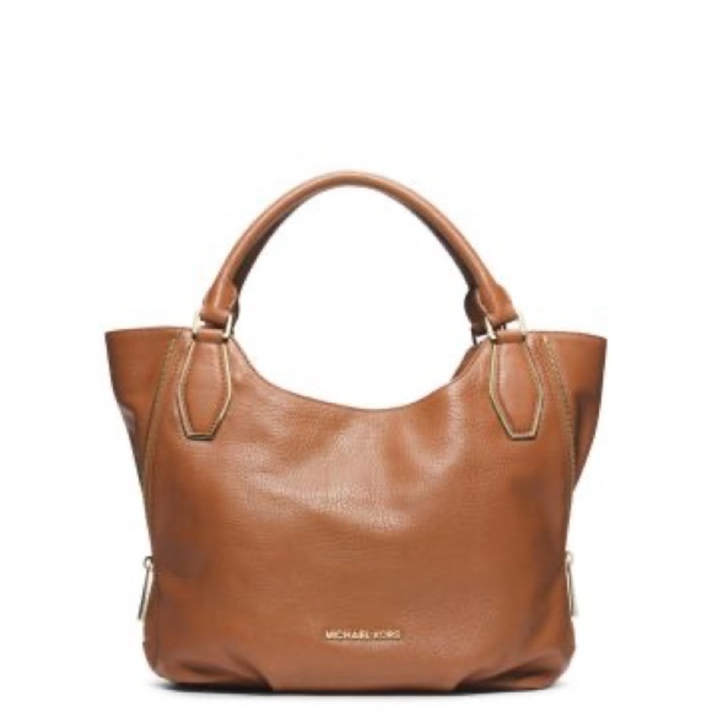 Michael Kors Vanessa Leather Shoulder Bag Purse in Luggage /Tan